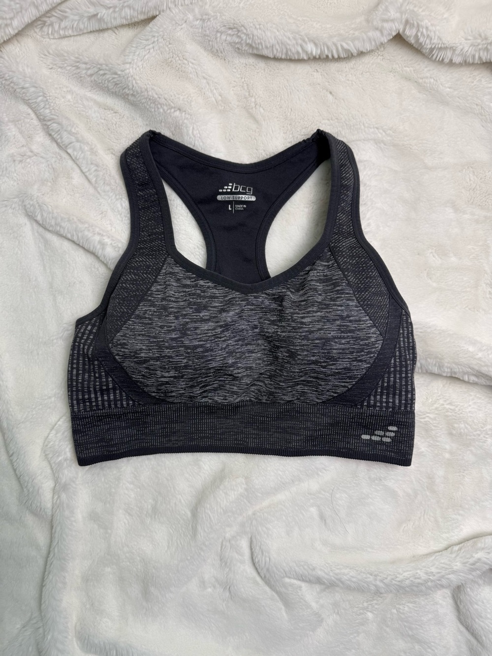 bcg Gray & Black Seamless Racerback Sports Bra